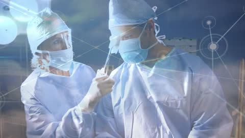 Surgeons Collaborating with Technological Connections Overlay