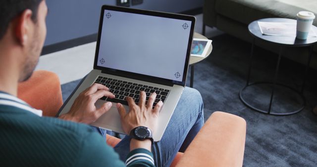 Man Working on Laptop in Modern Home Office - Download Free Stock Images Pikwizard.com