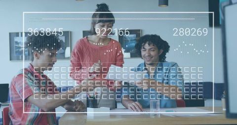 Team Collaborating with Augmented Reality Interface for Data Visualization and Planning