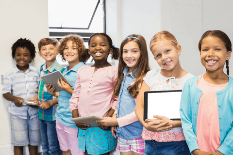 Diverse Children Smiling Holding Transparent Tablets - Download Free Stock Videos Pikwizard.com