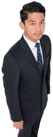 Asian Businessman in Suit Embracing Opportunities on Transparent Background