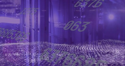 Digital Interface Overlay with Numbers in Server Room - Download Free Stock Images Pikwizard.com