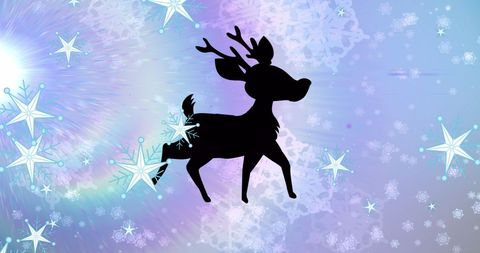 Cute Fawn Silhouette Amid Sparkling Winter Wonderland