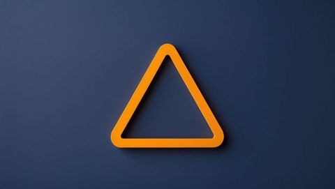 Minimalistic Orange Triangle on Dark Blue Background