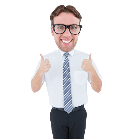 Transparent Geeky Businessman Giving Thumbs Up Enthusiastically - Download Free Stock Videos Pikwizard.com