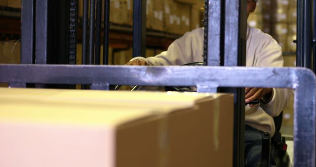 Worker Operating Forklift in Warehouse - Download Free Stock Images Pikwizard.com