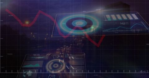 Futuristic Financial Analytics Overlaying Cityscape - Download Free Stock Images Pikwizard.com