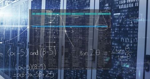 Advanced Data Center with Code and Graphs Overlay - Download Free Stock Images Pikwizard.com
