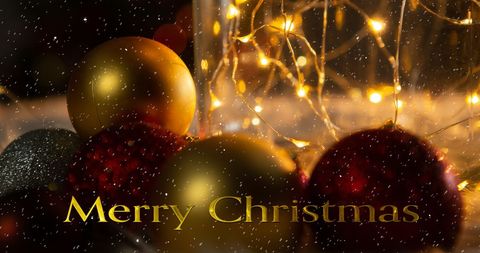 Elegant Christmas Decorations with Twinkling Lights and Snowfall