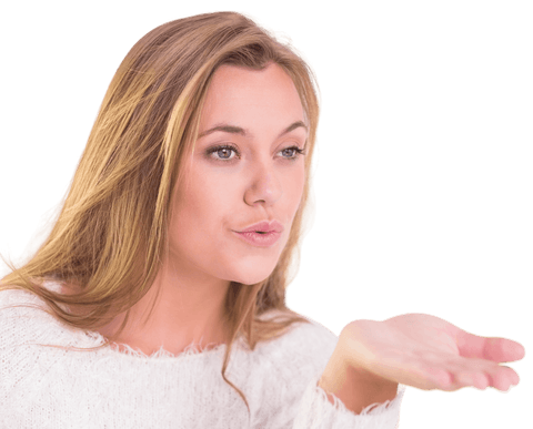 Blonde Woman Blowing Kiss in Light Sweater on Transparent Background - Download Free Stock Videos Pikwizard.com