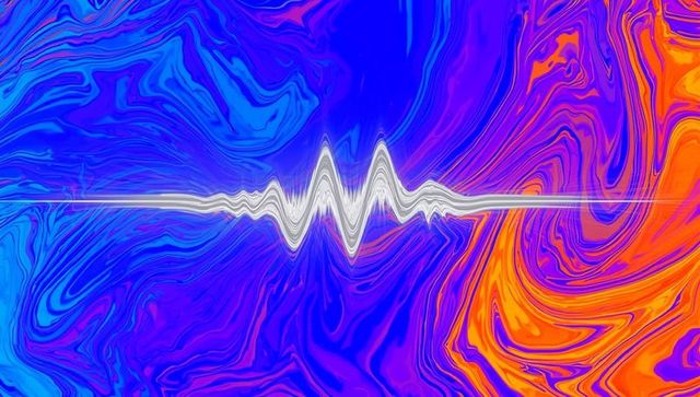 Vibrant Waveform Over Abstract Marbled Color