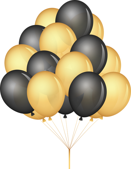 Festive Yellow and Black Balloons with Copy Space on Transparent Background - Download Free Stock Videos Pikwizard.com