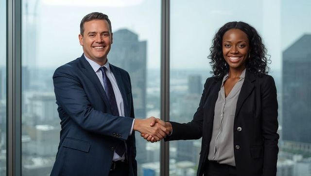 Professional Handshake Promoting Business Partnership in Modern Office