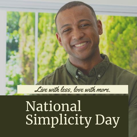 smiling man celebrating national simplicity day - Download Free Stock Templates Pikwizard.com