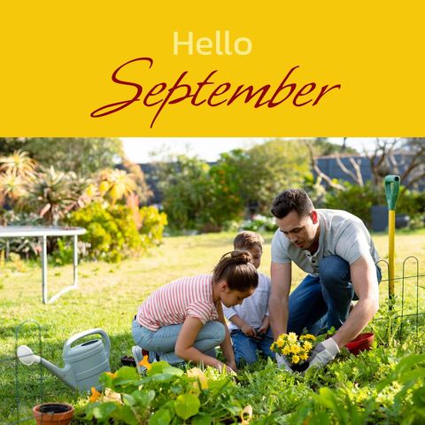 family gardening together says hello to september - Download Free Stock Templates Pikwizard.com