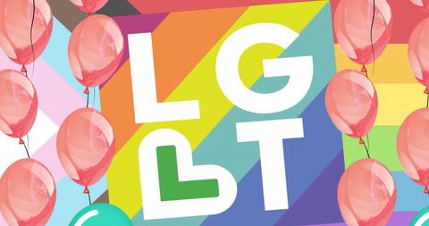 LGBT Pride Celebration with Balloons on Colorful Background