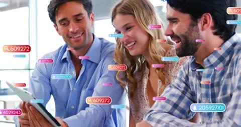 Business Team Analyzing Marketing Data on Tablet