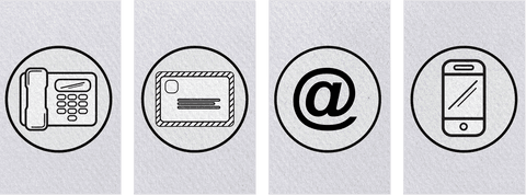 Transparent Icons for Communication Tools on Vector Shapes