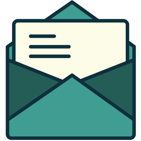 Transparent digital illustration of envelope with letter