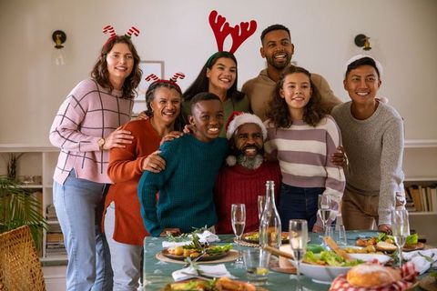 Diverse Family Celebrating Holidays with Joy and Togetherness