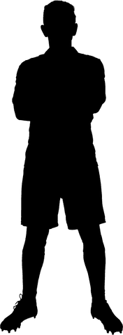 Transparent silhouette of athlete with arms crossed confidently