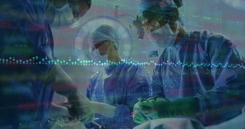 Surgeons Operating with Global Data Overlay - Download Free Stock Images Pikwizard.com