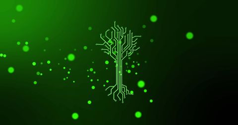 Digital Tree Circuit Concept on Vibrant Green Background - Download Free Stock Images Pikwizard.com