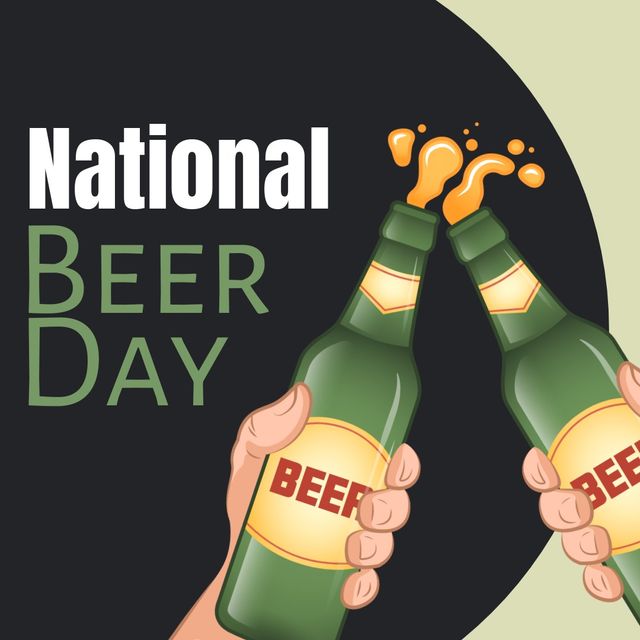 Celebrating National Beer Day with Toasting Bottles Illustration - Download Free Stock Templates Pikwizard.com