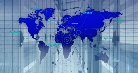 Global Digital Network Interface in Modern Server Room
