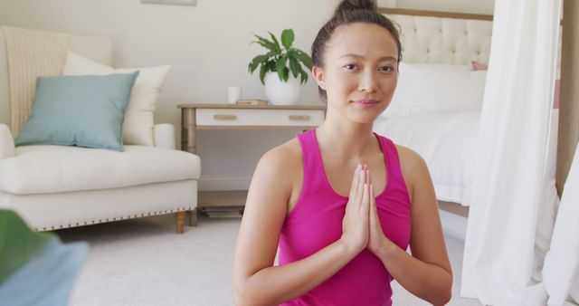 Young Woman Practicing Yoga in Bedroom - Download Free Stock Images Pikwizard.com