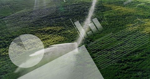 Precision Agriculture: Sprinkler System Over Lush Green Field