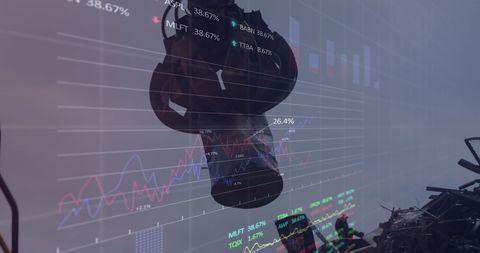 Financial Chart Overlay on Metal Recycling Scene