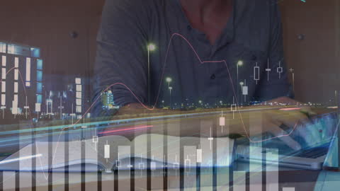 Abstract Mixed Media Financial Network with Global Connections