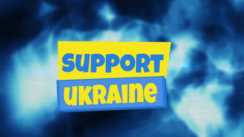 Support Ukraine Message Over Dynamic Blue Background