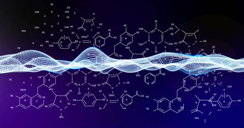 Digital DNA Strand and Chemical Structures on Dark Background - Download Free Stock Images Pikwizard.com