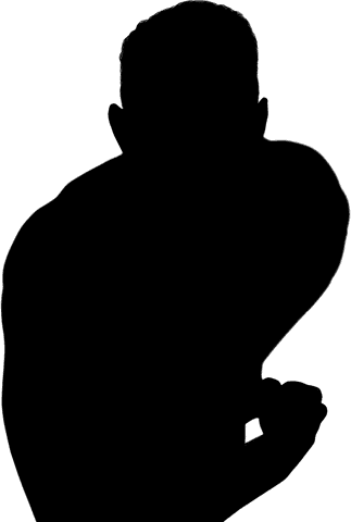 Silhouette of athlete flexing muscles on transparent background