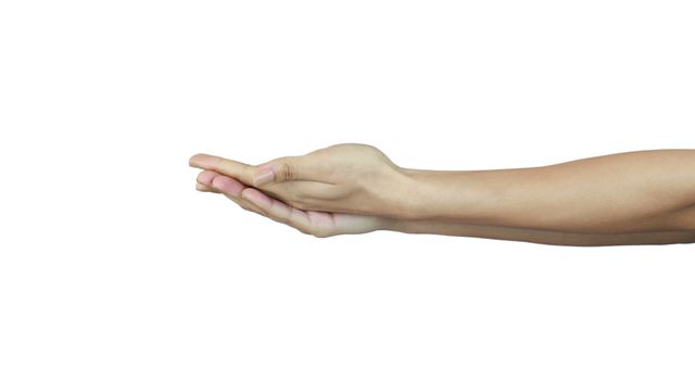 Extended hand with open palm gesture on white background - Download Free Stock Images Pikwizard.com