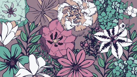 Colorful Floral Pattern Illustration on Transparent Background