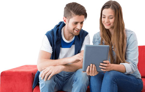 Smiling Students Using Tablet on Transparent Background - Download Free Stock Videos Pikwizard.com