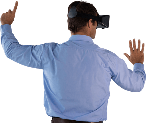 Businessman in Transparent Space with VR Glasses Pointing - Download Free Stock Videos Pikwizard.com