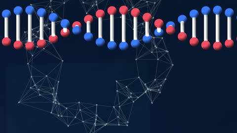 Spinning DNA Structure with Network Connections in Blue Space