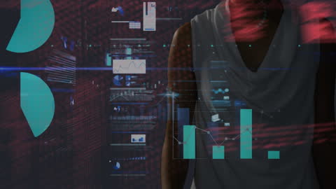 Person Coding with Green Screen Digital Overlay