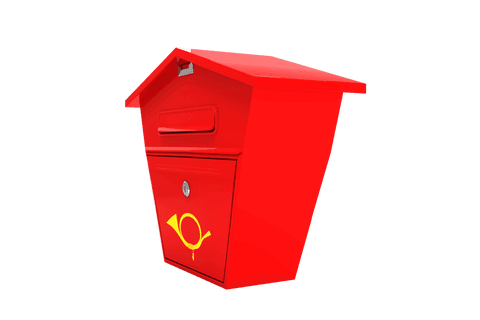 Red mailbox with transparent background for postal designs