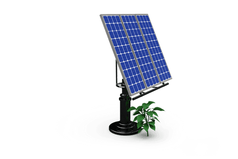 Eco-friendly solar panel and plant transparent illustration