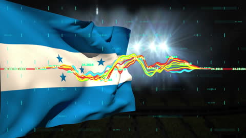 Honduras Flag Waving with Digital Firework Effects