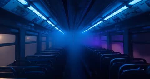 Hazy Midnight Subway Journey through Silent Cityscapes