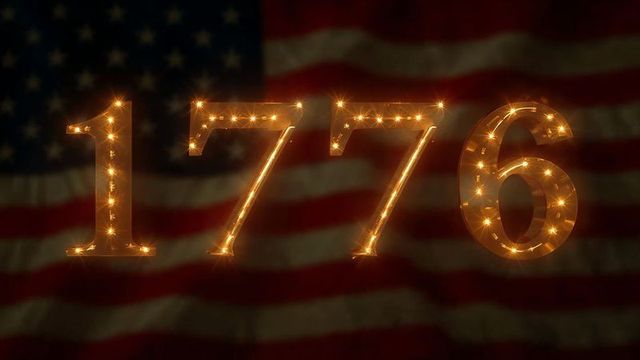 Golden 1776 with Blurred American Flag Giving Patriotic Pride
