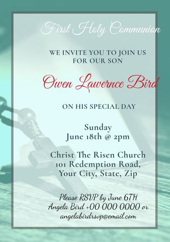 elegant first communion invitation with religious symbols - Download Free Stock Templates Pikwizard.com