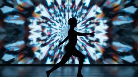 Dynamic Ballet Dancer Silhouette with Abstract Projection