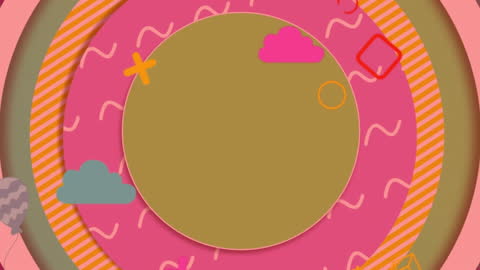 Colorful Abstract Shapes on Pink Background